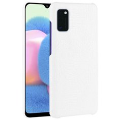 Чехол-накладка Mypads на Samsung Galaxy A41 SM-A415F (2020) элегантный тонкий на пластиковой основе с дизайном под кожу крокодила белый