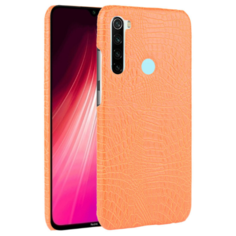Чехол-накладка Mypads на Xiaomi Redmi Note 8T тонкий задний бампер на пластиковой основе с отделкой под кожу крокодила оранжевый