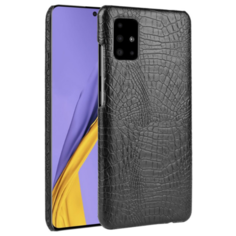 Чехол панель бампер MyPads для Samsung Galaxy A51 SM-A515F (2020) элегантный тонкий на пластиковой основе с дизайном под кожу крокодила черный