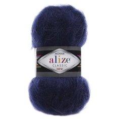 Пряжа Alize Mohair classic, 24 % шерсть, 25 % мохер, 51 % акрил, 100 г, 200 м, 5 шт., 395 темно-синий