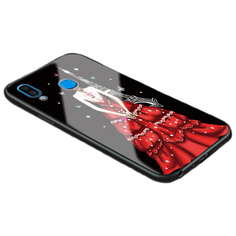Силиконовый чехол-бампер MyPads для Samsung Galaxy A30 SM-A305F (2019) с закаленным стеклом на заднюю крышку телефона тематика Красное платье