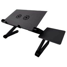 Стол-трансформер для ноутбука с регулировкой ножек, охлаждением и подставкой для мышки, черный URM