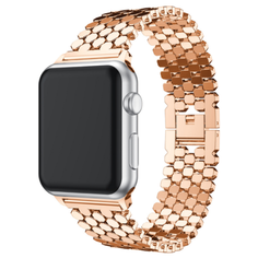 Сменный ремешок MyPads для Apple Watch 1/ Apple Watch Series 2/ Apple Watch Series 3 42/ 44mm с плетением мозаика из нержавеющей стали с красивым дизайном розовое золото