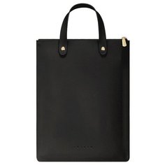 Вертикальная сумка MyPads Premium M120-944 из качественной импортной натуральной кожи для ноутбука 12.5 / 12.6 / 13" дюймов тонкая легкая с удобной ручкой для переноски женская мужская черного цвета