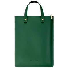 Вертикальная сумка MyPads Premium M120-944 из качественной импортной натуральной кожи для ноутбука 14" / 15" дюймов тонкая легкая с удобной ручкой для переноски женская зеленого цвета