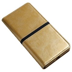 Чехол-книжка MyPads для Xiaomi POCO X3 / X3 NFC / X3 Pro из качественной водоотталкивающей импортной кожи на жесткой металлической основе золотой с черной полосой