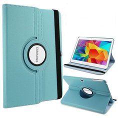 Чехол-подставка MyPads для Samsung Galaxy Tab 4 10.1 SM-T530/T531/T535/T533 на пластиковой основе кожаный поворотный роторный оборотный с трансформацией в подставку голубой