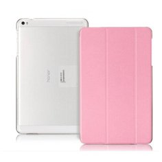 Чехол-обложка MyPads для Huawei Mediapad T1 10 LTE 9.6 тонкий умный кожаный на пластиковой основе с трансформацией в подставку розовый
