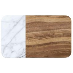 TARHONG Коврик под миски "Acacia Wood+Carrara", коричнево- белый, 48х29см