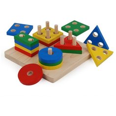 Пирамидка-сортер PlanToys Доска с геометрическими фигурами 2403