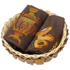 Набор из корзины SANTALINO и 2- х салфеток 40х40 см посиделки, коричневый, вышивка, 100% хлопок (850-841-62)