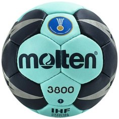Мяч гандбольный MOLTEN 3800 , арт. H1X3800-CN, р.1, мат.ПУ,32 пан, руч.сш, бирюзово-т.синий