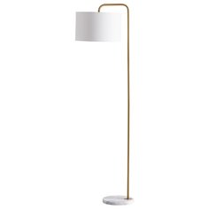 Торшер Arte Lamp Rupert A5024PN-1PB, E27, 60 Вт, цвет арматуры: золотой, цвет плафона/абажура: белый