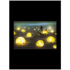 Картина с подсветкой на стену 60 x 40 x 3,8 см Лунное море с LED подсветкой, светодиодная картина, декор светодиодный, подарок Shine