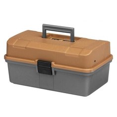 Ящик для рыбалки HELIOS двухполочный 33х20х16 см золотистый/серый