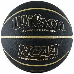 Мяч баскетбольный WILSON NCAA Highlight Gold, арт.WTB067519XB07, р.7, композит, бутиловая камера , черно-золотистый