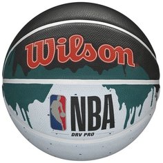 Мяч баскетбольный WILSON NBA Drv Pro Drip, арт.WTB9101XB07 р.7, резина, бутиловая камера , бело-черно-зелен