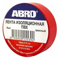 Изолента Abro, цвет: красный, 19 мм х 9,1 м (Производитель: Abro ET912RD)