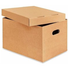 Картонная коробка архивная RUSSCARTON, с крышкой, 395х315х270 мм, Т-24 бурый, 20 ед.