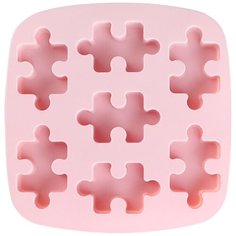 Силиконовая форма для льда и конфет пазл, розовый, 2х18х17,5 см, Kitchen Angel KA-SFRM3-02