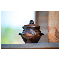 Горшок для запекания. Борисовская керамика. "Старина". Цвет: коричневый, 500 мл