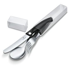 Набор из 3 столовых приборов VICTORINOX Swiss Classic: складной нож для овощей, вилка, ложка, чёрный Victorinox MR-6.7192. F3