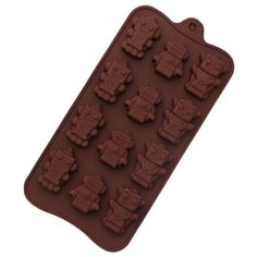 Форма для шоколада Доляна Роботы, 12 ячеек, коричневый