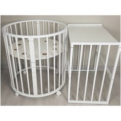 Детская кроватка трансформер SoftSpace Candy 7в1, 125x75 см, 75x75 см, Береза, цвет Белый