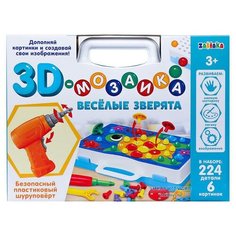 3D- мозаика «Веселые зверята» с шуруповертом, Zabiaka, 224 детали