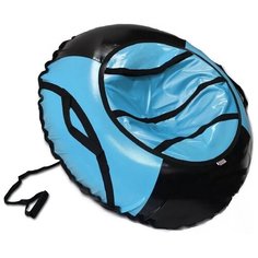 Тюбинг Санки-ватрушка, серия "Спорт VIP", 100см, черно-бирюзовая (в пакете) с мягкими ручками Belon Familia