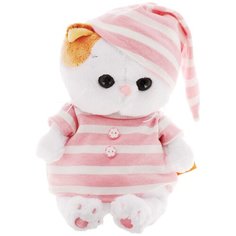 Мягкая игрушка Basik&Co Кошечка Ли-Ли Baby в полосатой пижамке, 20 см белый 20 см