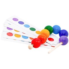 Игрушки Монтессори Шнуровка бусы деревянная с карточками 7 цветов Эврилэнд