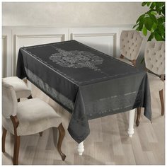Скатерть "KARNA" жаккард водонепроницаемый DORE 160x220 см Прямоугольная - Aнтрацит