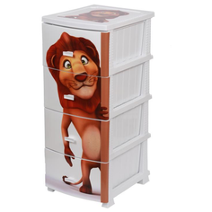 Комод "Декор" 4 ящика "Лев" белый (моно рис.) РОССПЛАСТ
