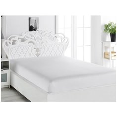 Простынь сатин "KARNA" на резинке LOFT 180x200 см - Белая