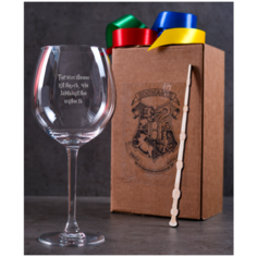 Бокал с гравировкой "Замышляю шалость" в подарочной коробке с волшебной палочкой. Groza