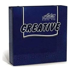 Салфетки бумажные "Creative", 24х24 см, 3 слоя, синие Aster