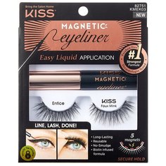 Kiss Набор магнитных накладных ресниц и подводки Entice / Magnetic Eyeliner Kit, KMEK03