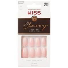 Kiss Набор накладных ногтей с клеем "Изысканная классика", форма ногтей балерина, средняя длина 28 шт Classy Nails KCS02C