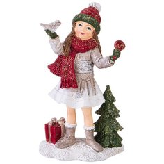 Статуэтка "Ретро" 9,5*6*16см Девочка с птичкой полистоун Lefard