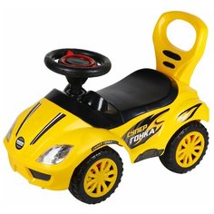 Каталка детская толокар ТМ "Компания Друзей" с мелодиями В. Шаинского, машина каталка для малышей, пушкар для малышей, ходунки, для детей, для мальчиков, для девочек, цвет желтый, в/к 60х45,5х28 см