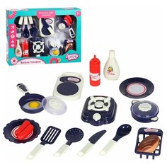 Детский игровой набор посуды ТМ"Amore Bello", посудка, игрушечные продукты, кулинария, играем в повара, игрушечное угощение, ждем гостей, сюжетные игры, в коробке, цвет синий, в/к 40х5,5х28,5 см