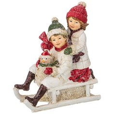 Статуэтка "Ретро" 12,5*6,5*12см Дети на санках полистоун Lefard