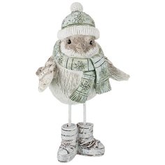 Статуэтка "Лесная сказка" 8,5*8*13см Птичка в шапке и шарфе полистоун Lefard