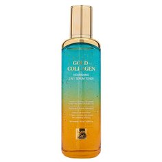 Farmstay Gold Collagen Nourishing 2 In 1 Serum Toner Тонер-сыворотка для лица с золотом и коллагеном, 130 мл