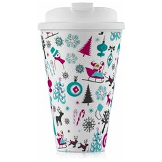 Термокружка дорожная Walmer новогодняя, 0.35 л, цвет белый