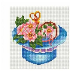 Мозаика на подрамнике 20*20 см Белоснежка 566- ST- S Шляпка с цветами