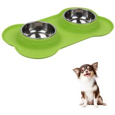Миска двойная с силиконовым основанием для животных STEFAN, размер S, 2x145мл, салатовая WF36506 / миски для собак