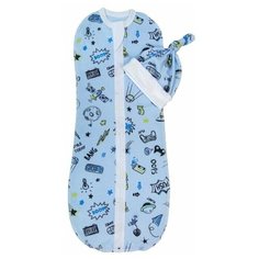 Пеленка (кокон на молнии) с шапочкой Amarobaby (Soft Hugs) 56/68 Комиксы