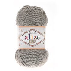 Пряжа Alize Cotton Gold Hobby 50г 165м (55% хлопок, 45% акрил) (21 серый меланж) 5 шт